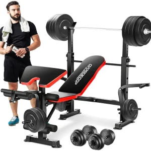 6 in 1 660lbs Weight Bench Set